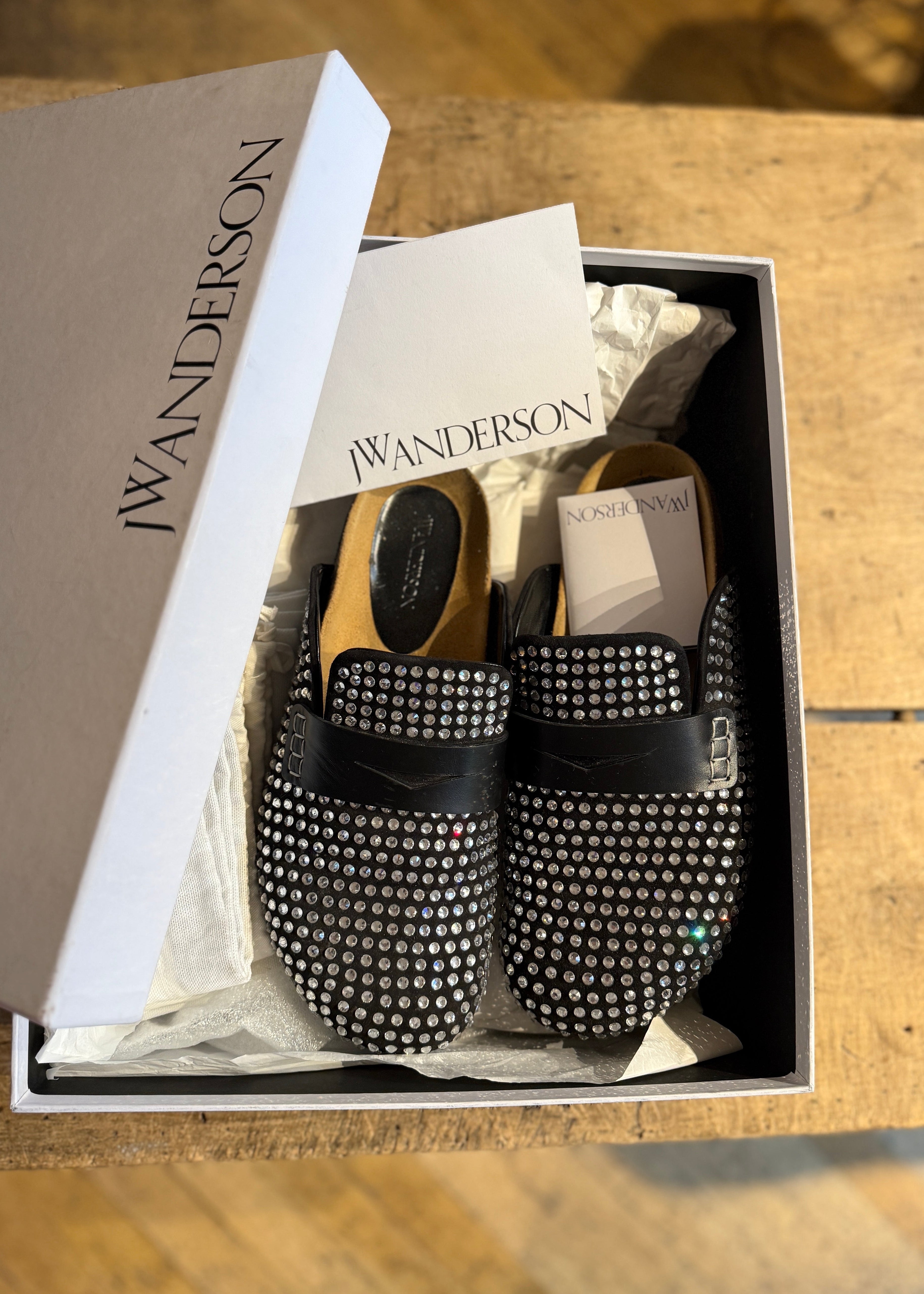Calf Suede Crystal Clogs