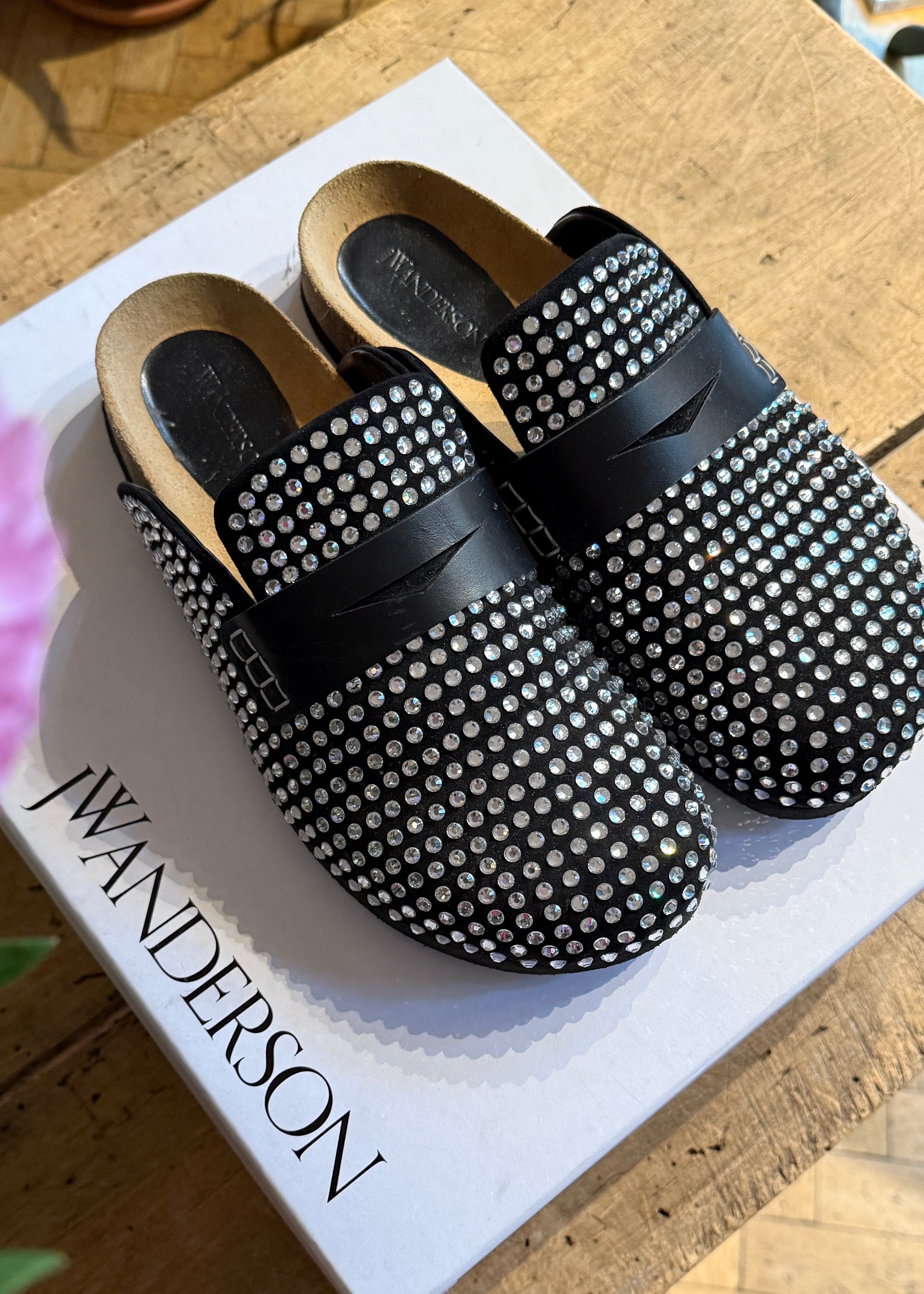 Calf Suede Crystal Clogs