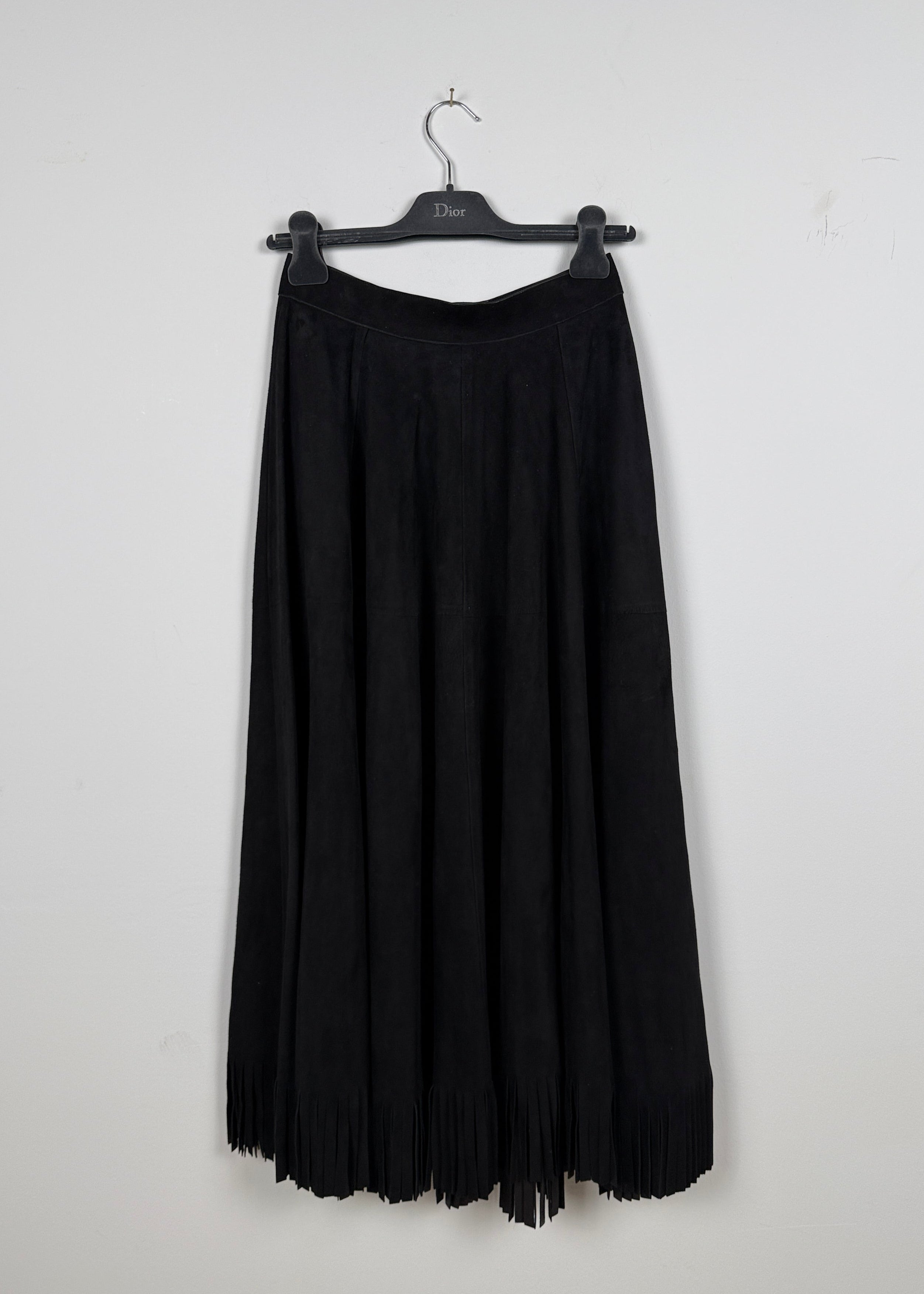 Dior Schwarzer Fransenrock aus weichem Leder Second Hand – Dear Berlin