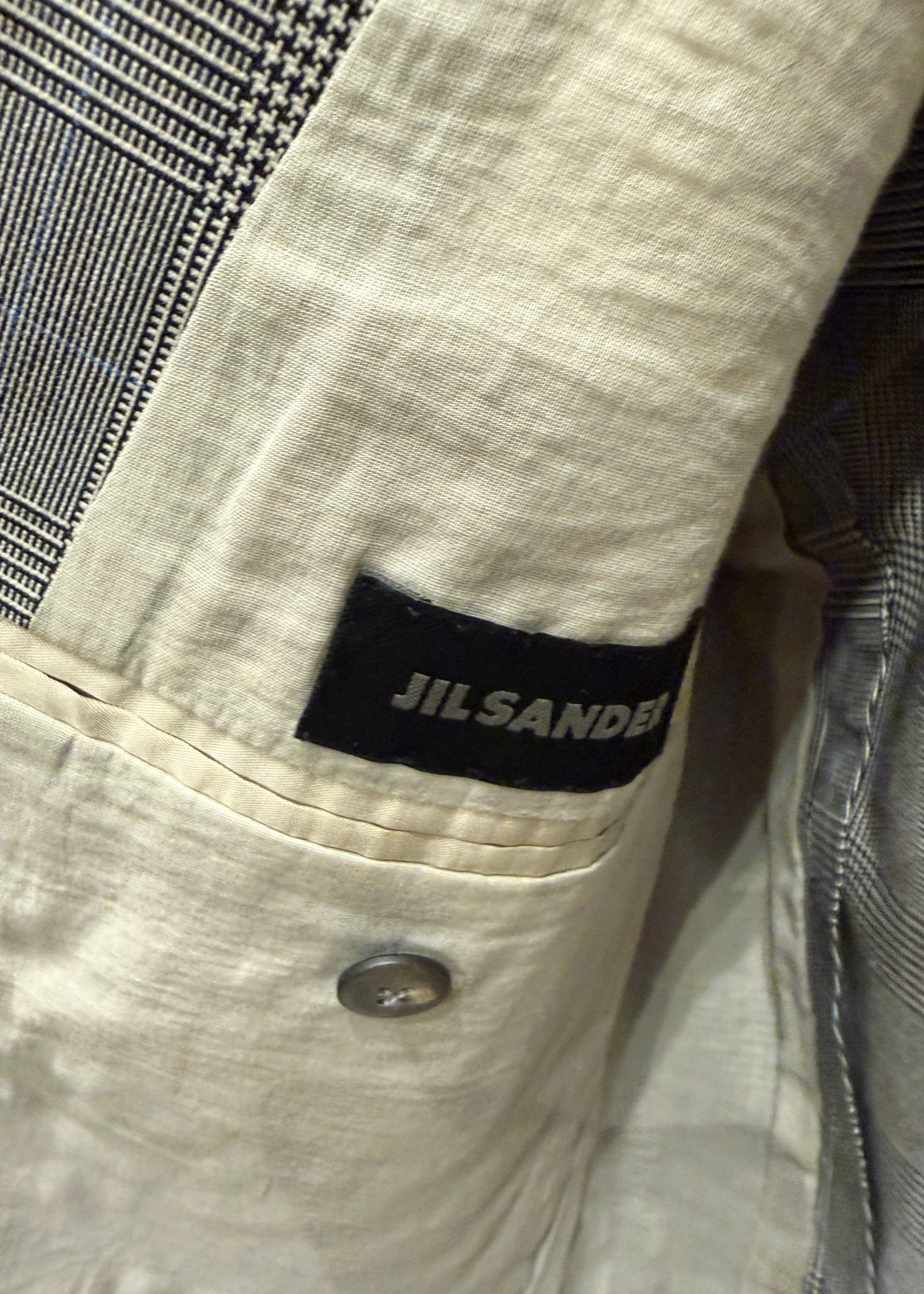Jil Sander Slim Fit Anzug mit grauem Karo-Muster Second Hand – Dear Berlin