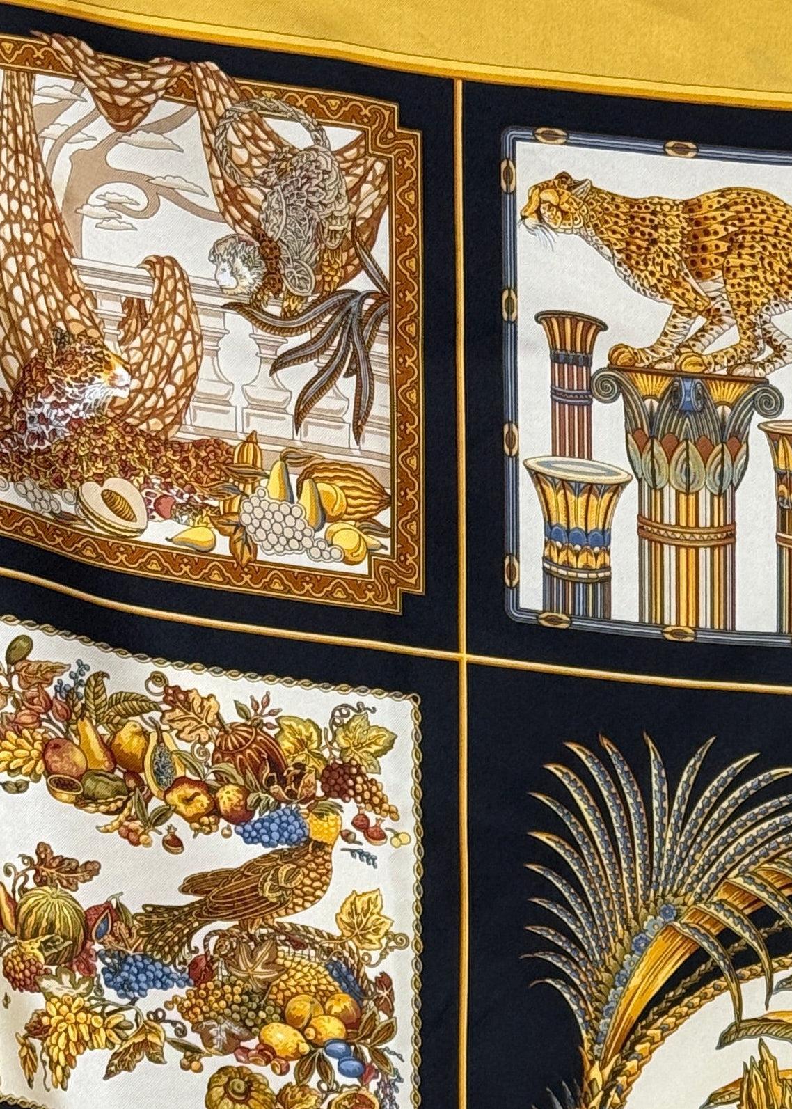 Salvatore Ferragamo Seidentuch mit Safari -und Naturmotiven Second Hand | Dear Berlin