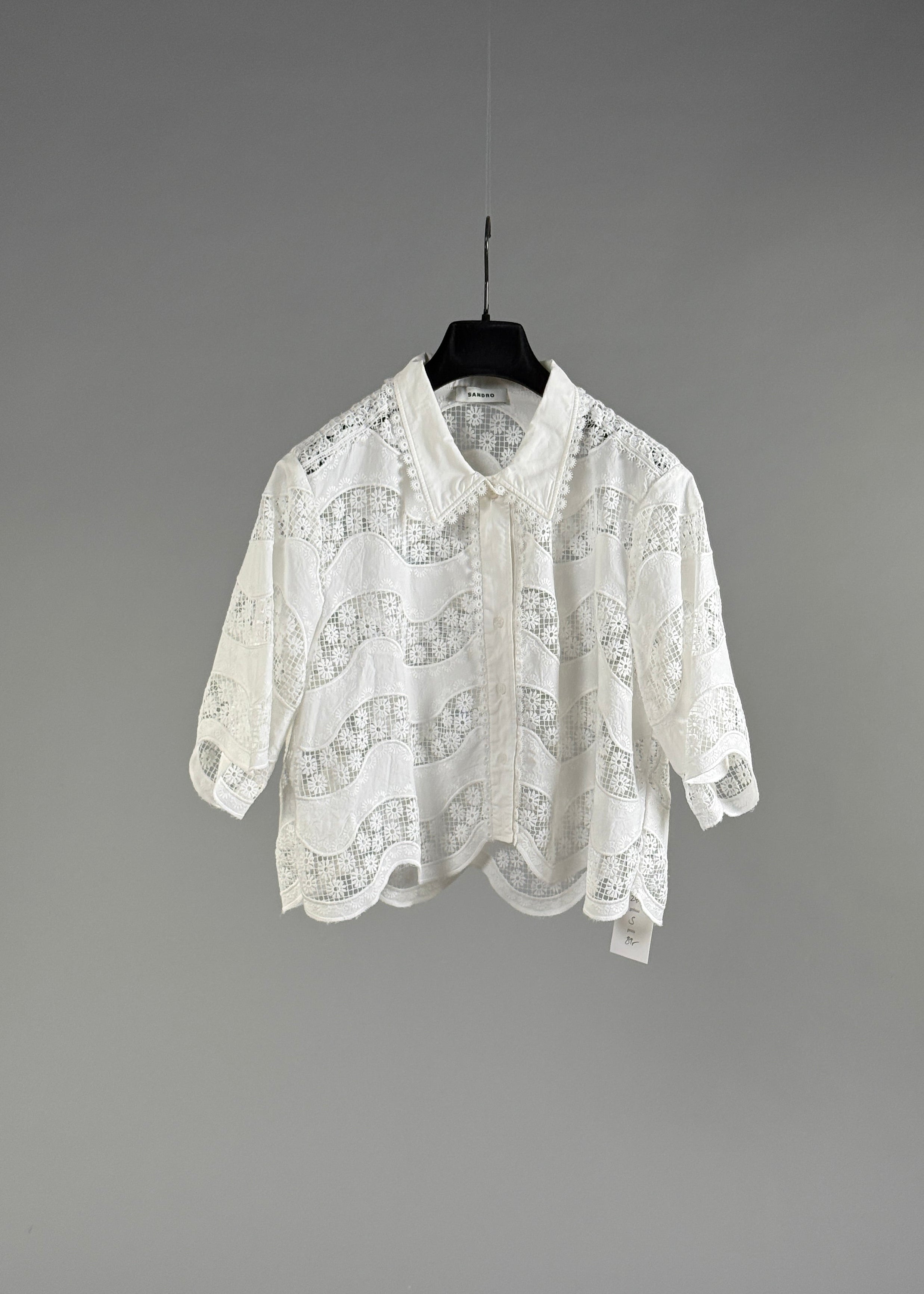 Cropped Guipures-Spitzen Bluse