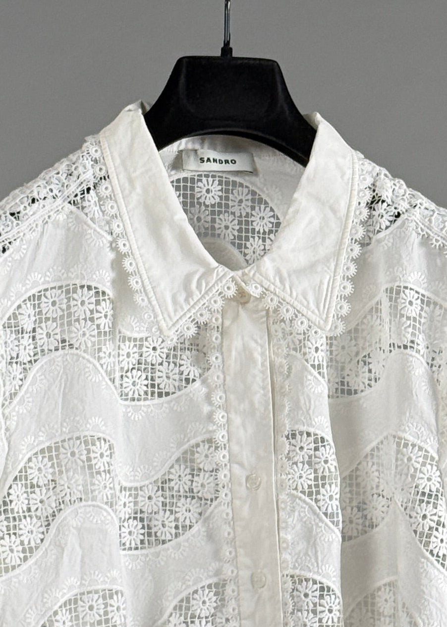 Cropped Guipures-Spitzen Bluse