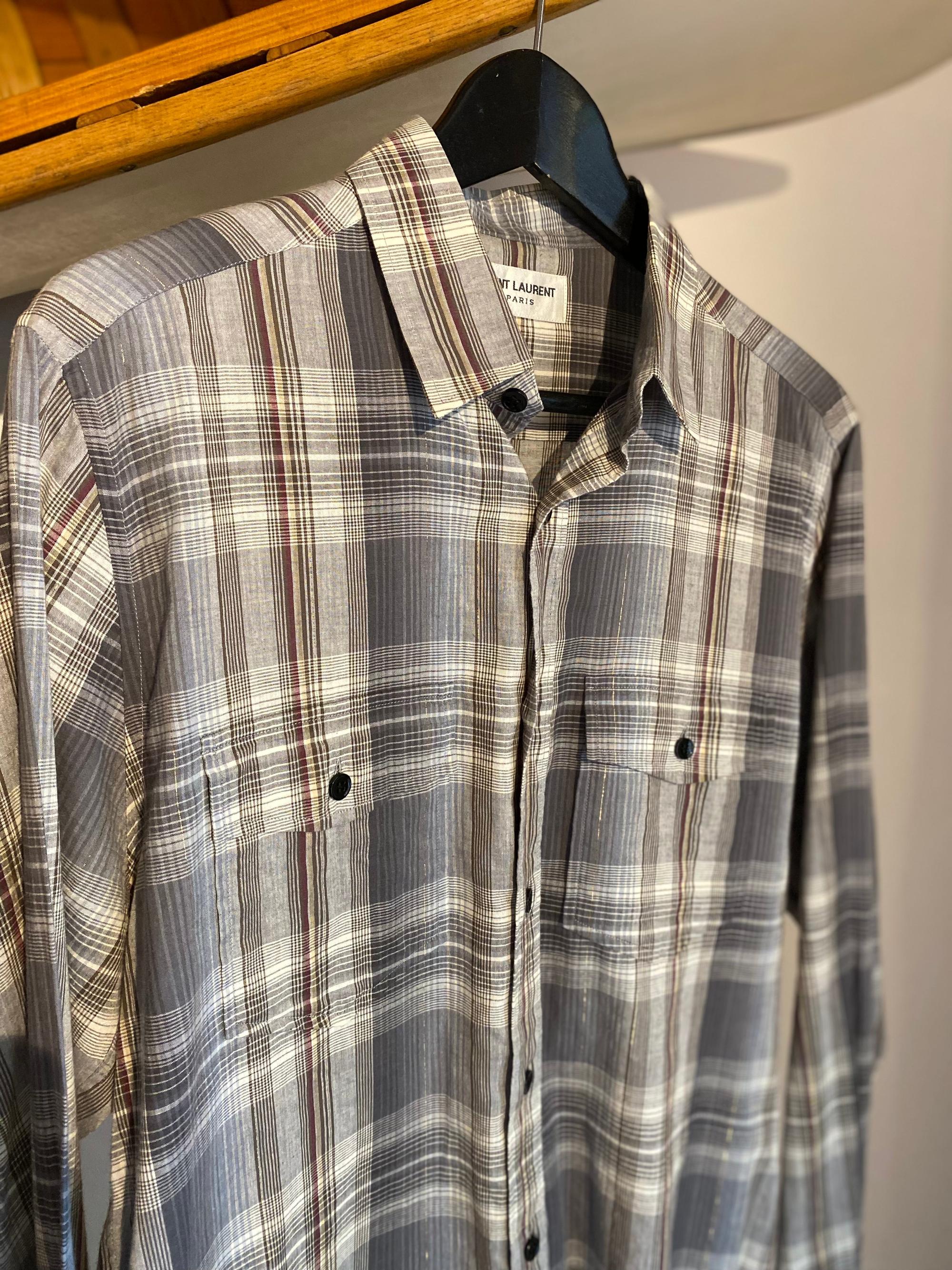 Saint Laurent Karo - Hemd mit Lurex Fäden Second Hand – Dear Berlin
