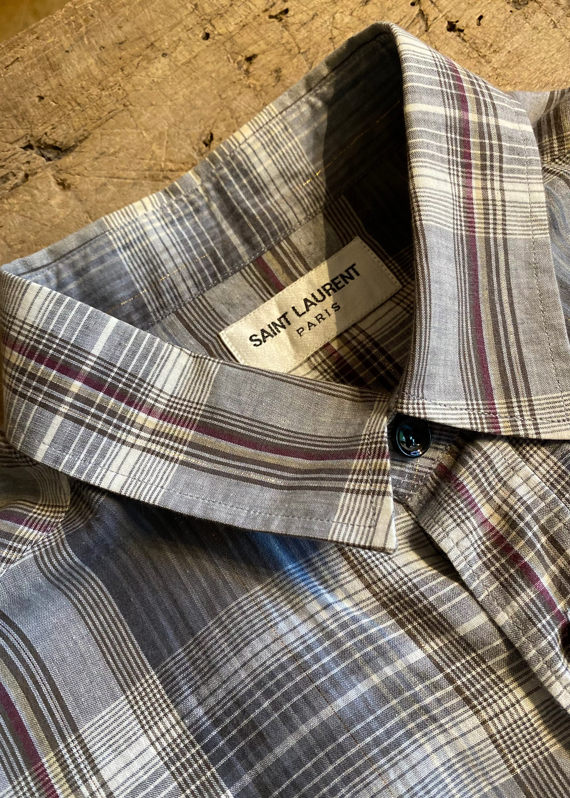 Saint Laurent Karo - Hemd mit Lurex Fäden Second Hand – Dear Berlin