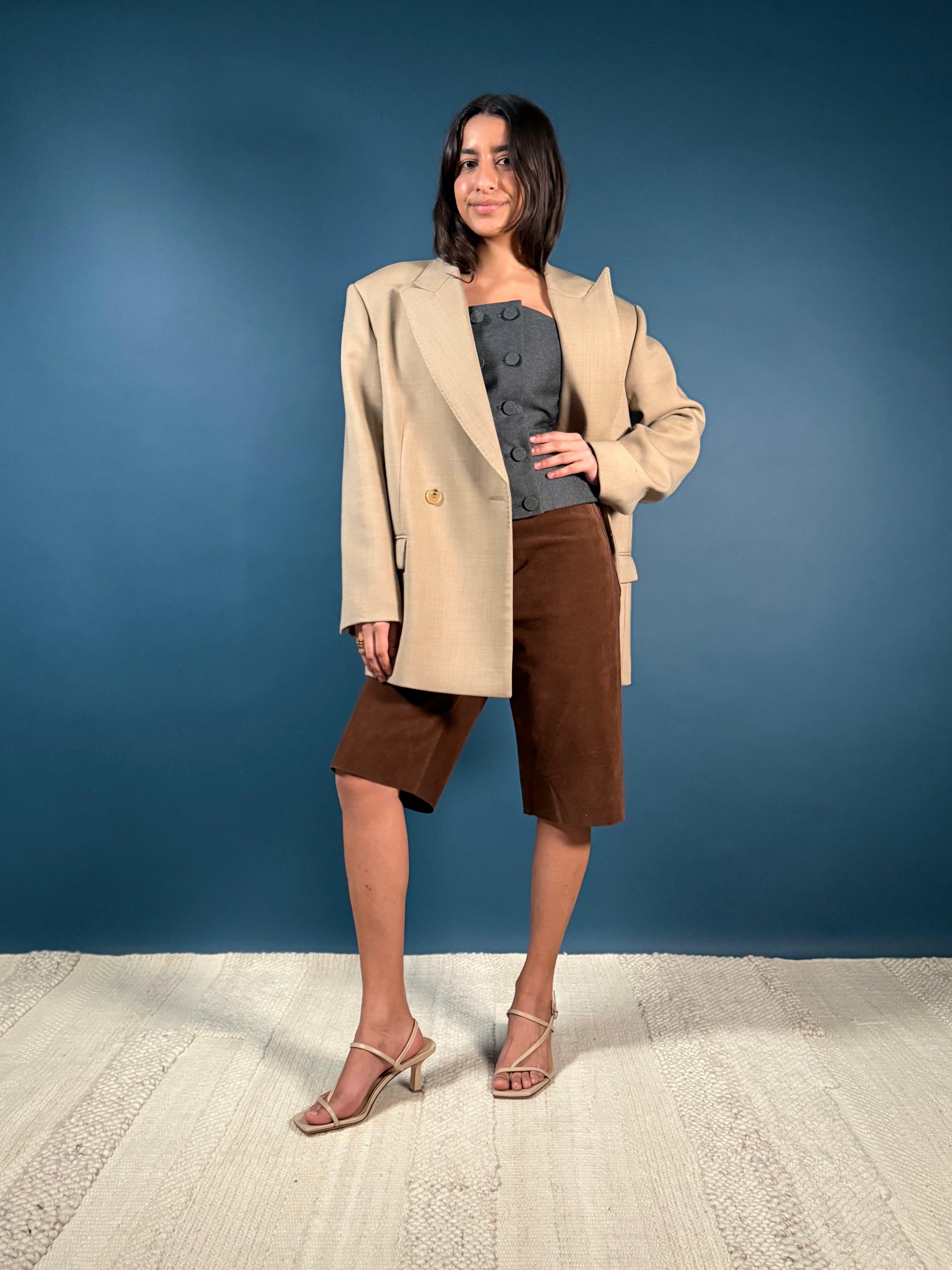 toteme leather bermuda