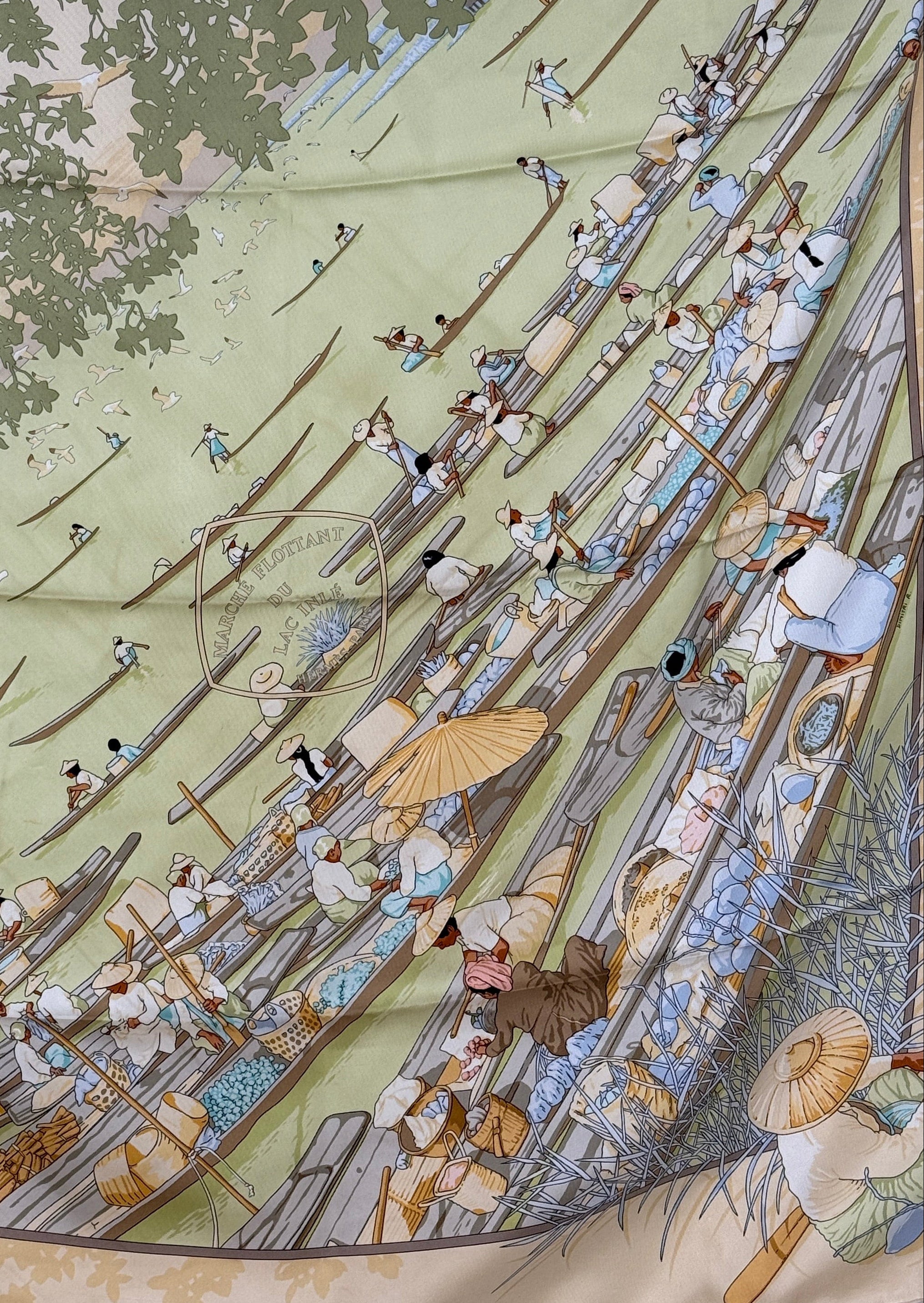 Seidentuch "Marché Flottant Du Lac Inlé" 90x90