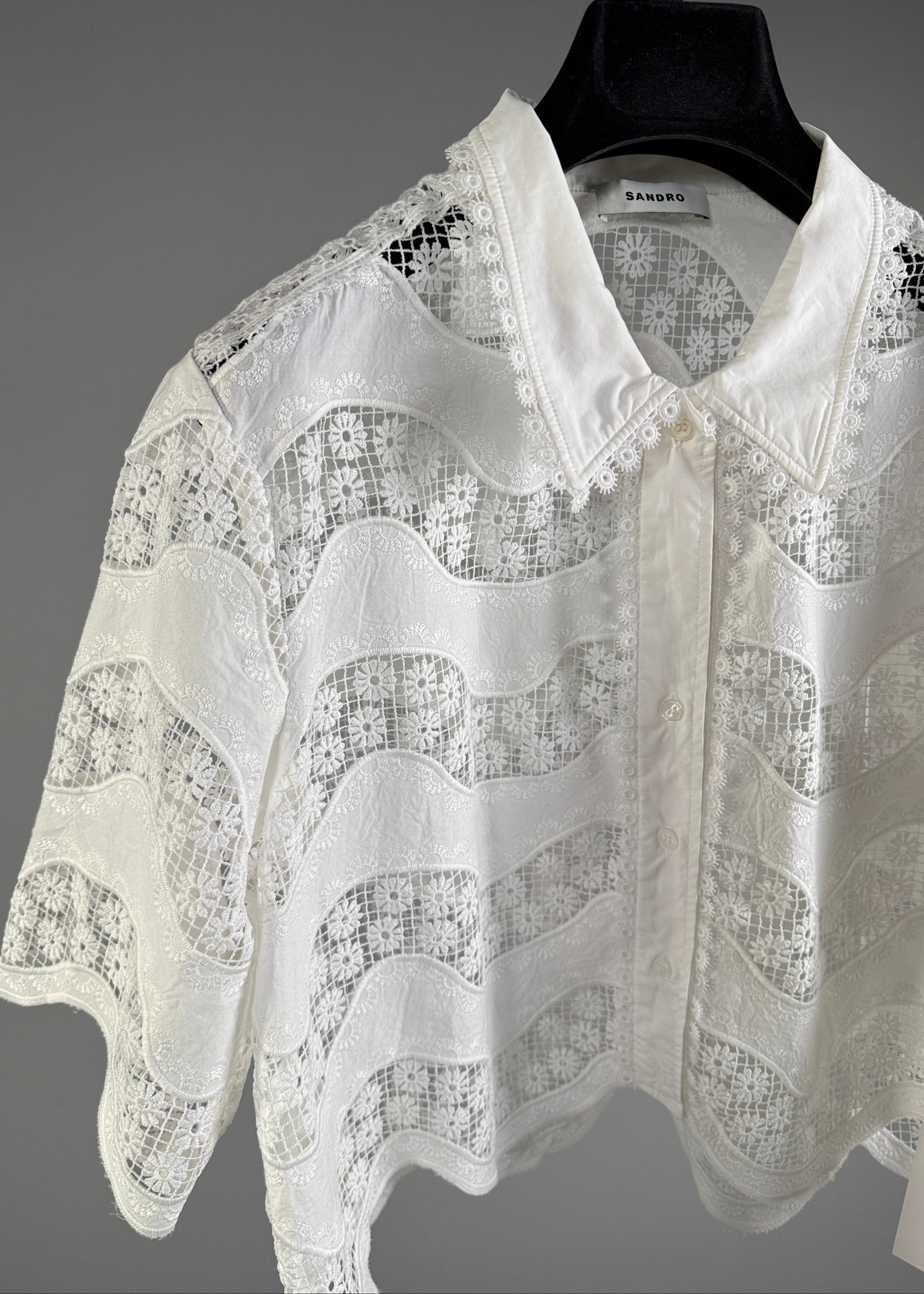 Cropped Guipures-Spitzen Bluse