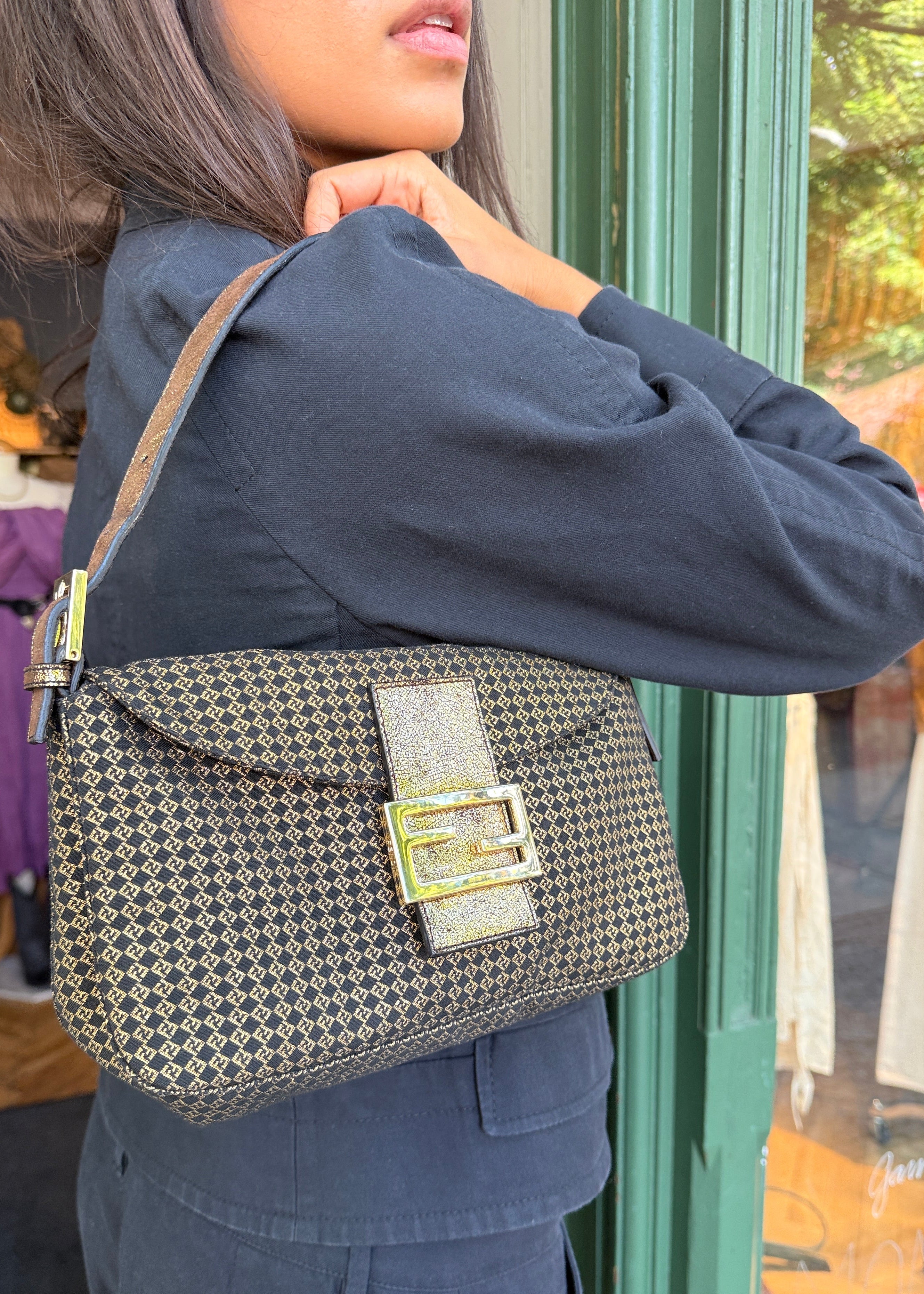 Fendi Zucchino FF Mama Baguette Tasche