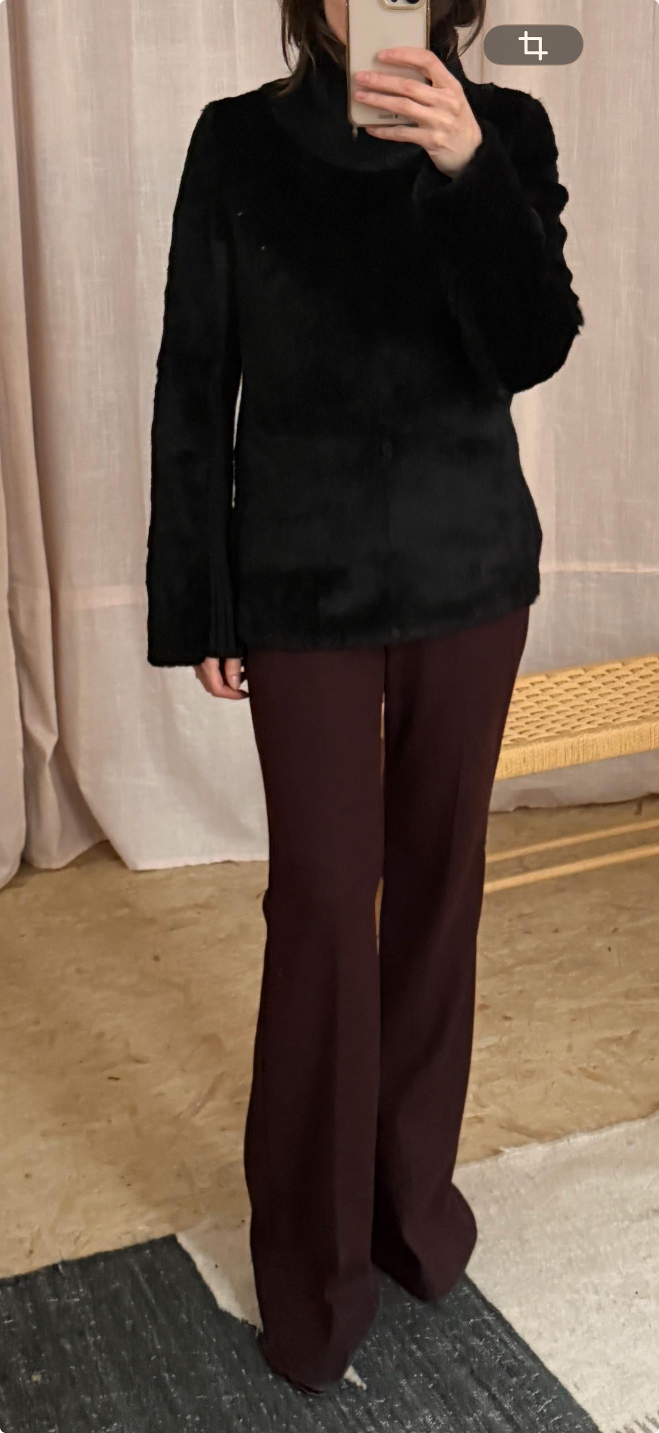 Veronique Branquinho Fur Top mit Strickeinsätzen Second Hand – Dear Berlin