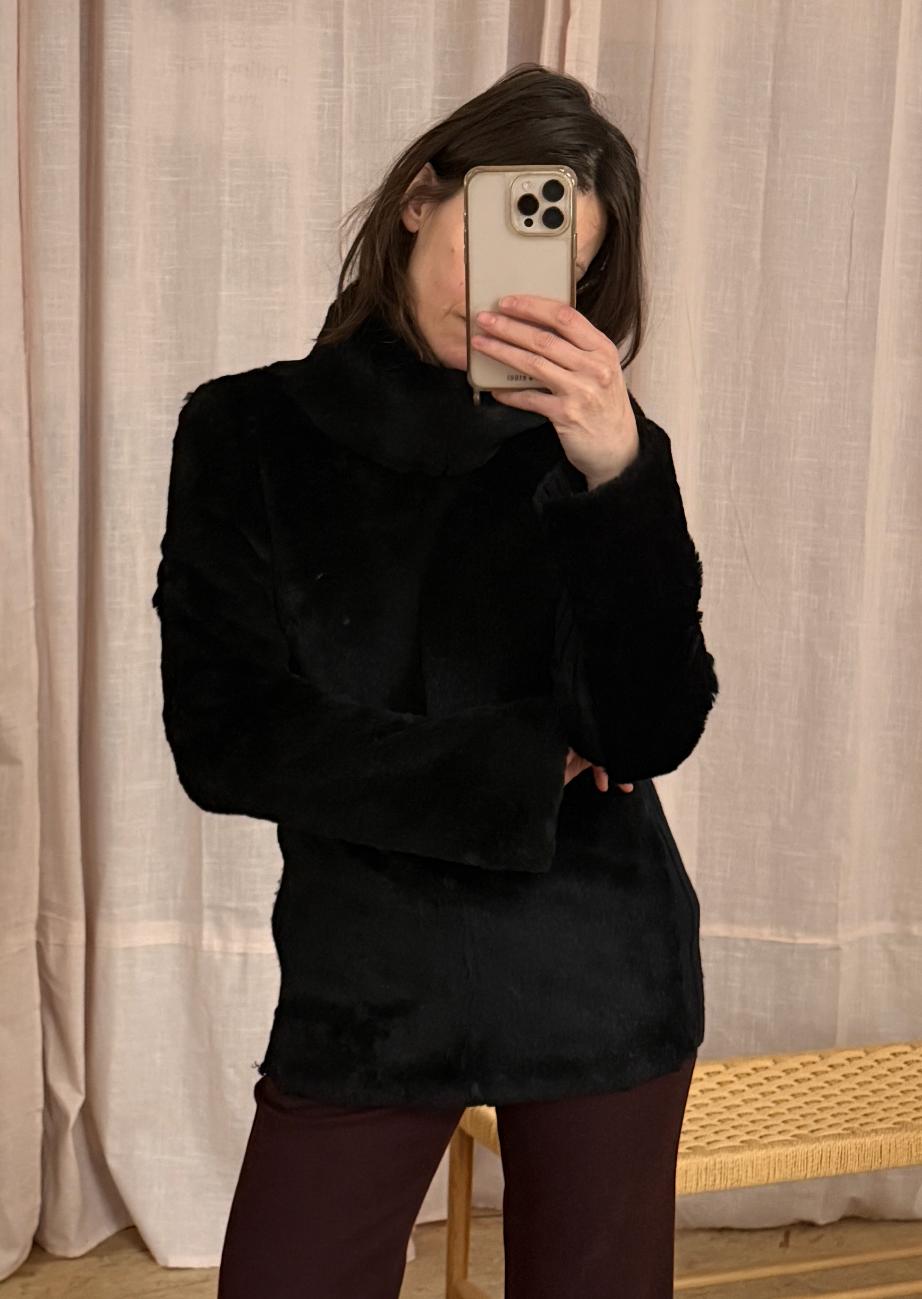 Veronique Branquinho Fur Top mit Strickeinsätzen Second Hand – Dear Berlin