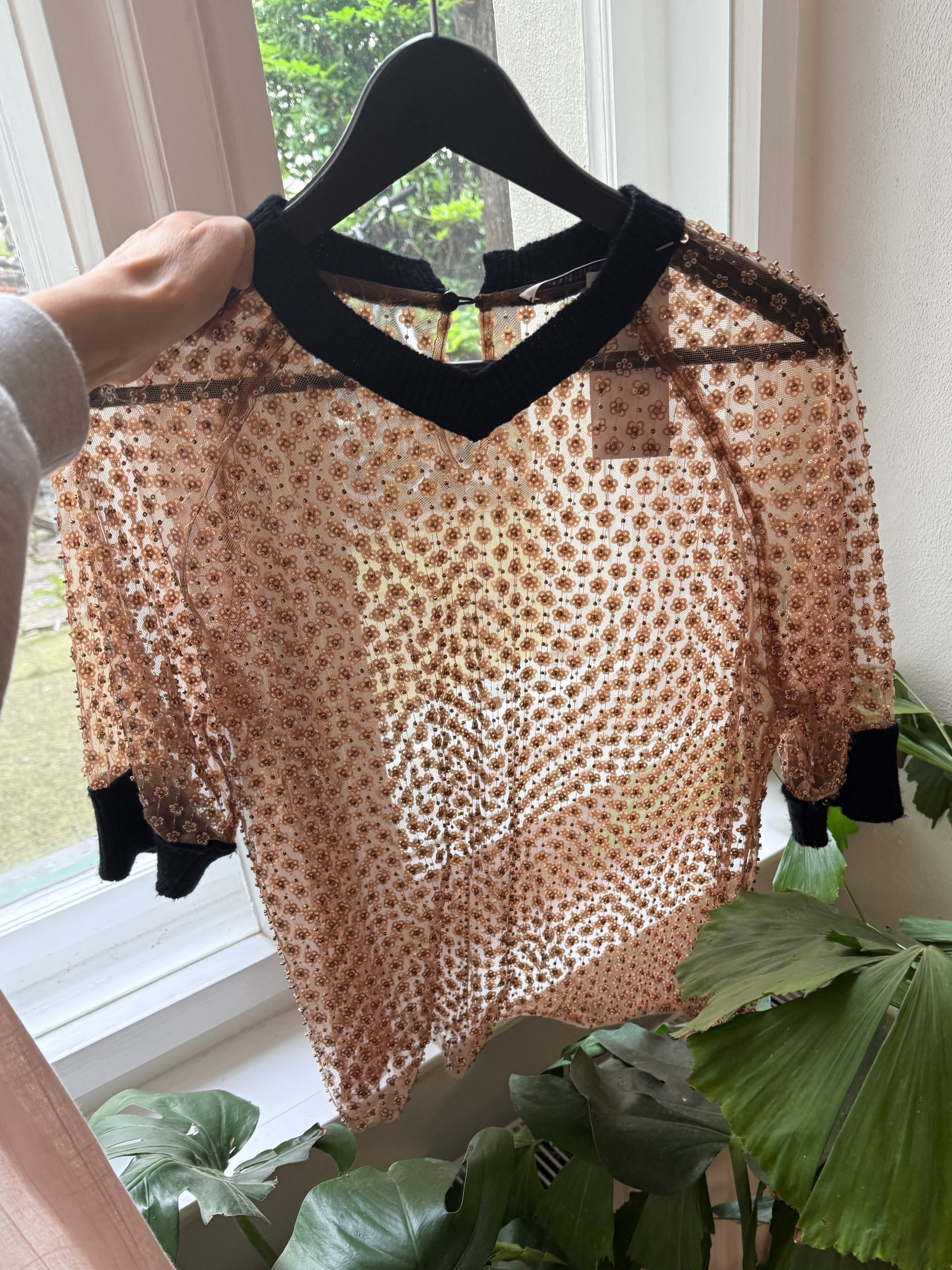 Pailetten Blusen Shirt sheer