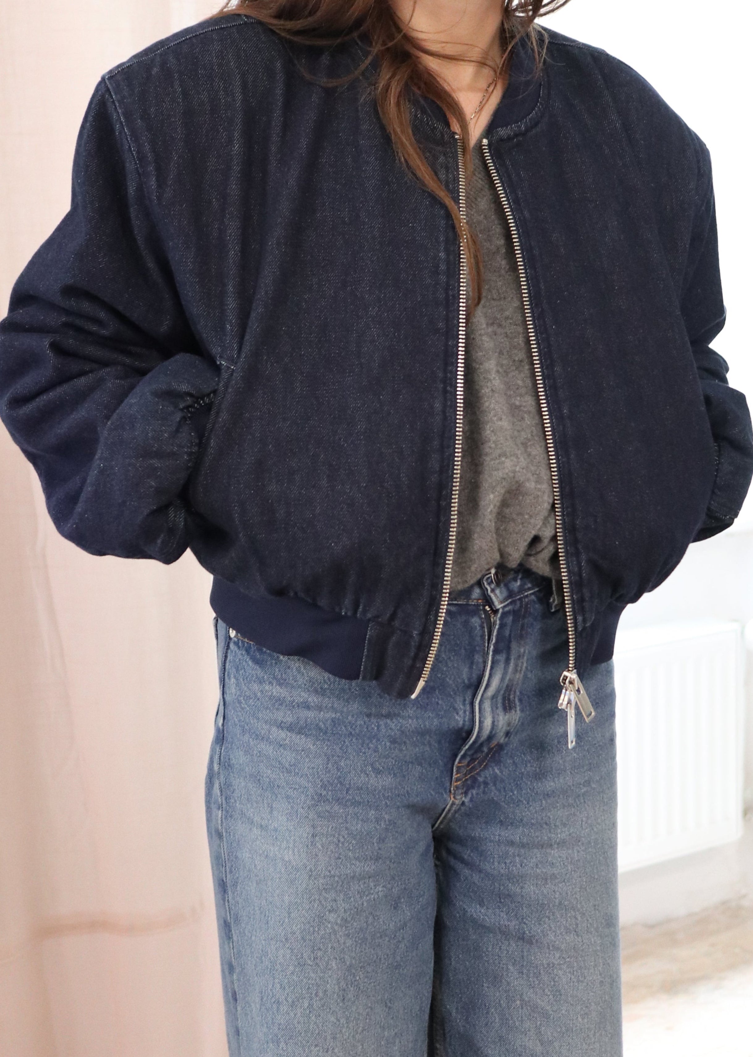 THE FRANKIE SHOP Denim Bomber Jacket