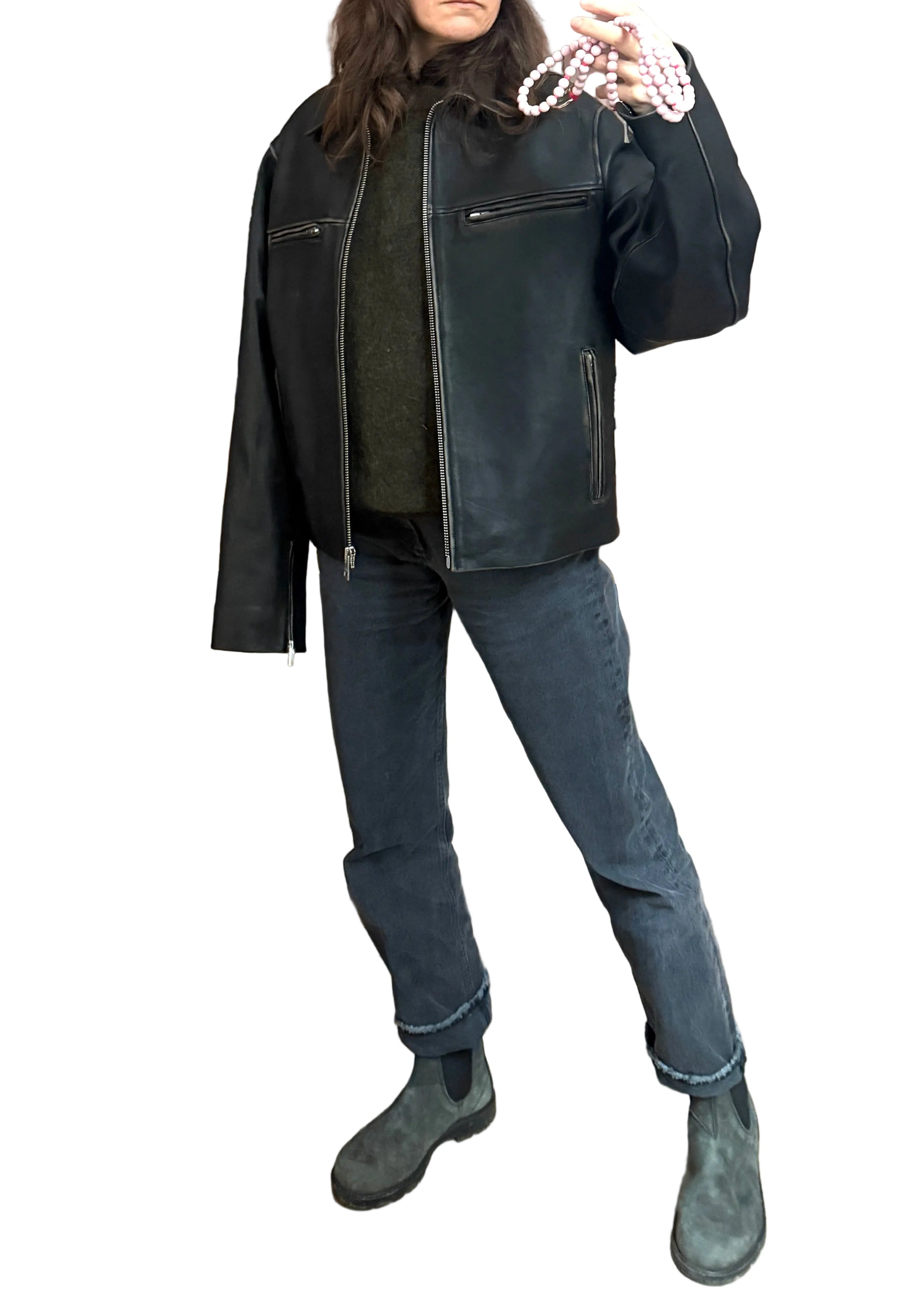 MIKUTA The Black Faded Straight Leather Jacket Second Hand – Dear Berlin