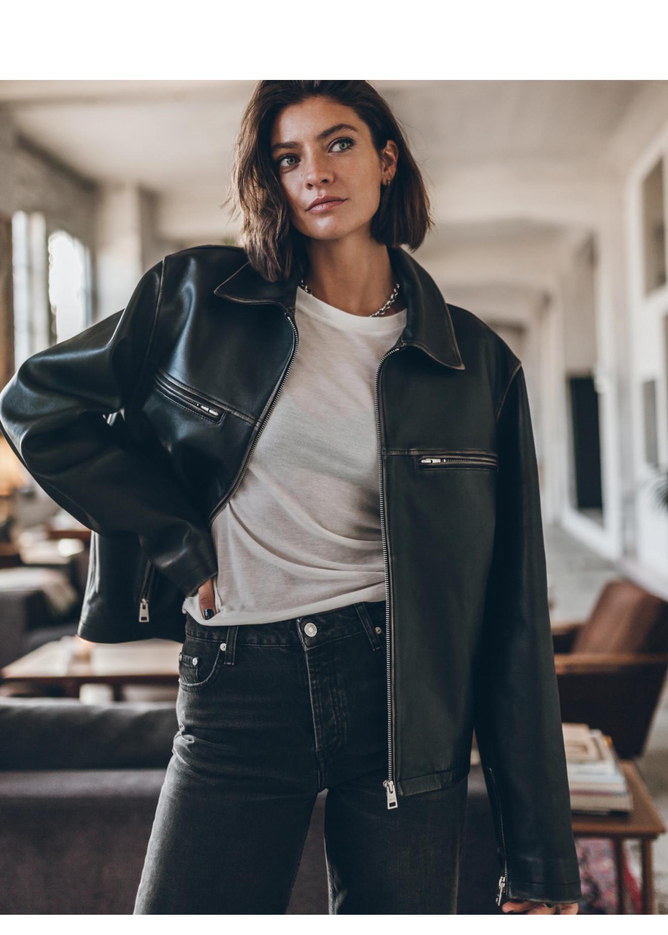 MIKUTA The Black Faded Straight Leather Jacket Second Hand – Dear Berlin