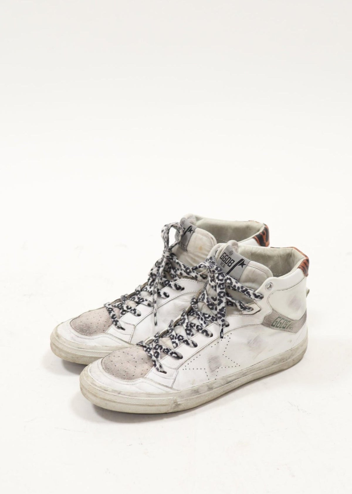Golden Goose Mid Star High Top Sneaker für Damen in Weiß mit Leo-Detail