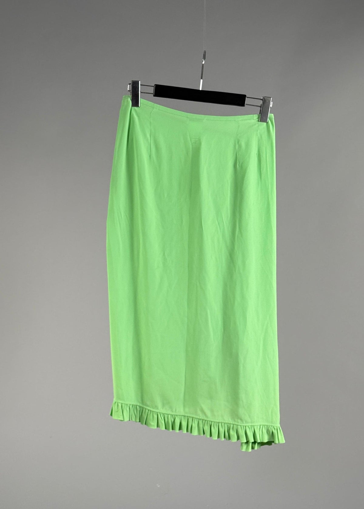 Ruffle-trimmed crêpe midi skirt in green-Dries Van Noten-Dear Berlin