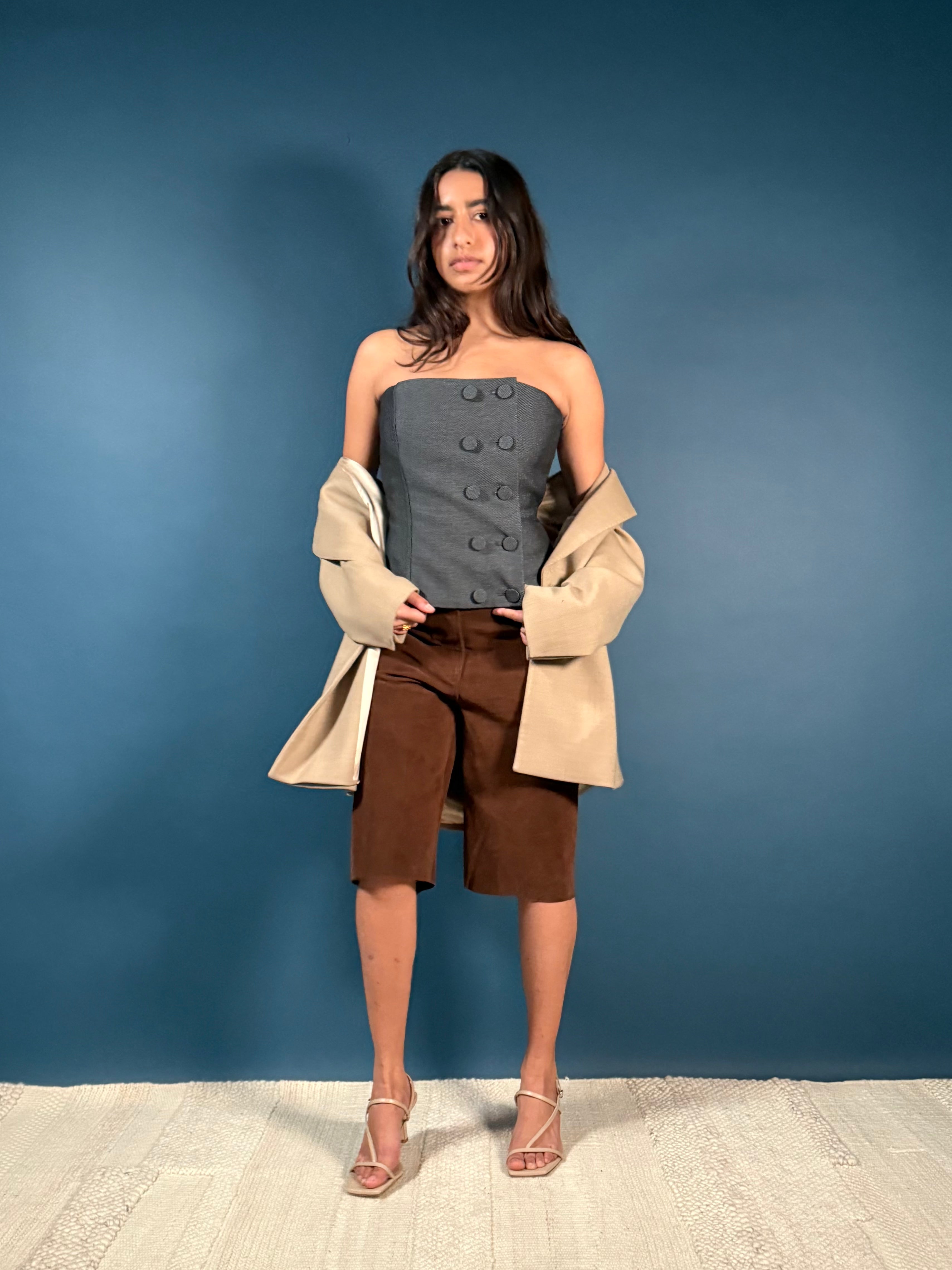 toteme leather bermuda